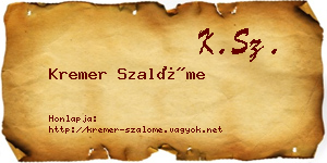 Kremer Szalóme névjegykártya